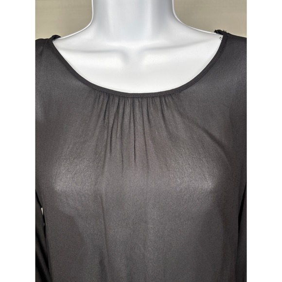 Zara Womens Black Sheer Chiffon Twist Back Blouse Top Sz M Chic Party Layer - Picture 3 of 8